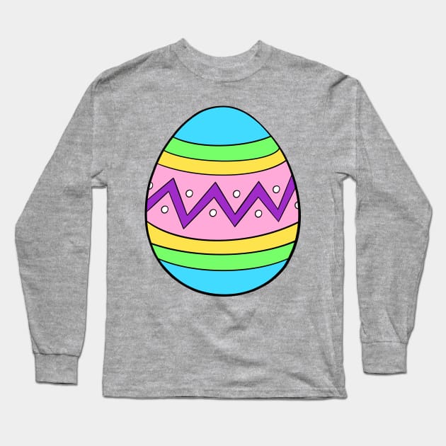 Pastel Zig Zag Easter Egg Long Sleeve T-Shirt by Lady Lilac